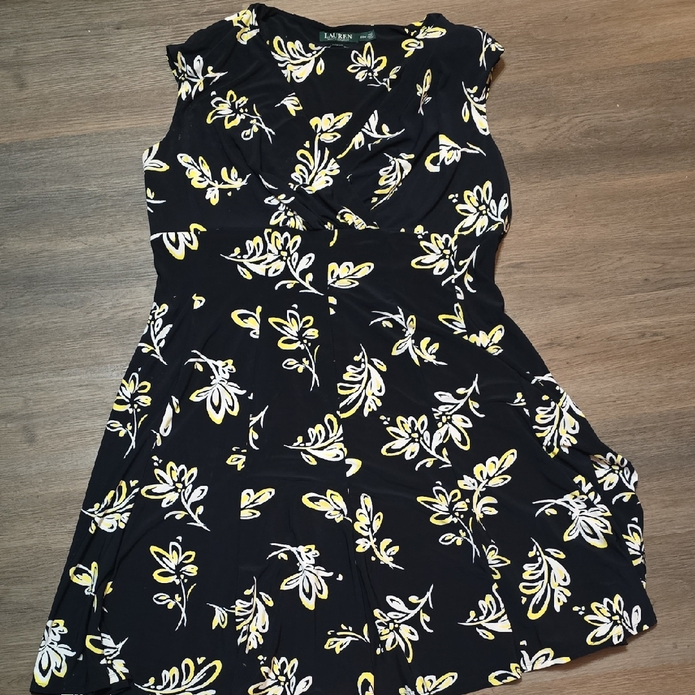Lauren Ralph Lauren Black and Yellow Floral Dress